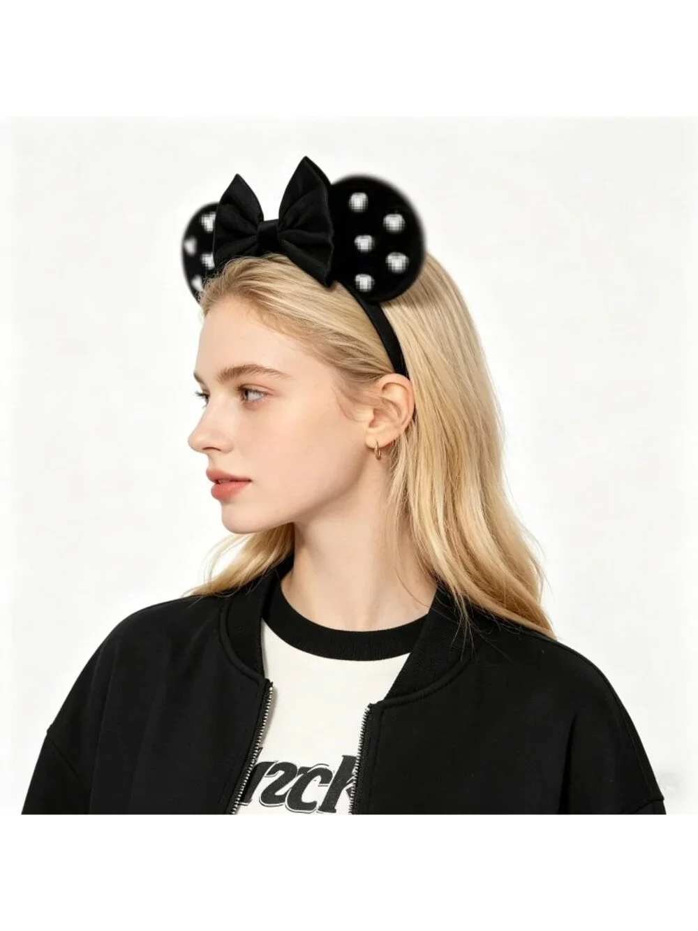 Women Midnight Black cotton Candy-Inspired Mickey Mouse Hair Headband
